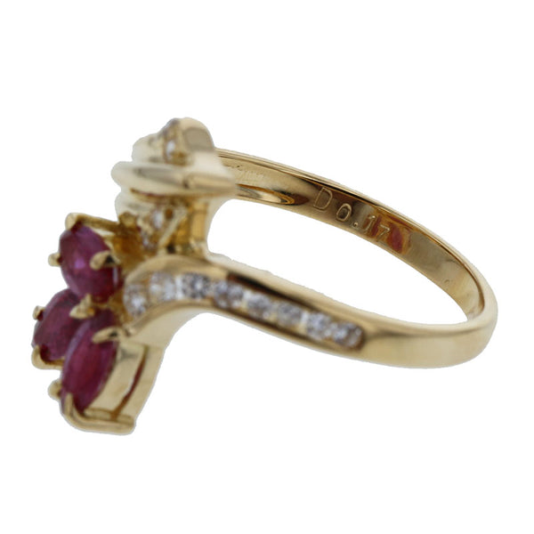 K18YG イエローゴールド ルビー0.90ct ダイヤ0.17ct リング 指輪 レディース 12号 【中古】