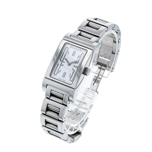ブルガリ レッタンゴロ RT39S シルバー ステンレススチール 腕時計 レディース BVLGARI クオーツ ホワイト文字盤 【中古】