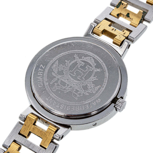 エルメス クリッパー コンビ CL4.220 シルバー ゴールド ステンレススチール メッキ 腕時計 レディース HERMES クオーツ ホワイト文字盤 【中古】
