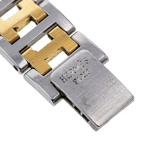 エルメス クリッパー コンビ CL4.220 シルバー ゴールド ステンレススチール メッキ 腕時計 レディース HERMES クオーツ ホワイト文字盤 【中古】