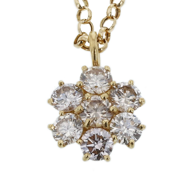 K18YG イエローゴールド ダイヤ1.00ct フラワーモチーフ ネックレス レディース 【中古】
