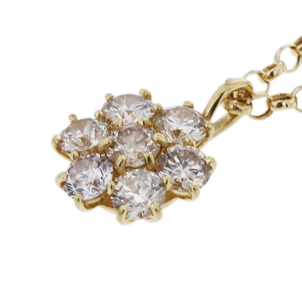 K18YG イエローゴールド ダイヤ1.00ct フラワーモチーフ ネックレス レディース 【中古】