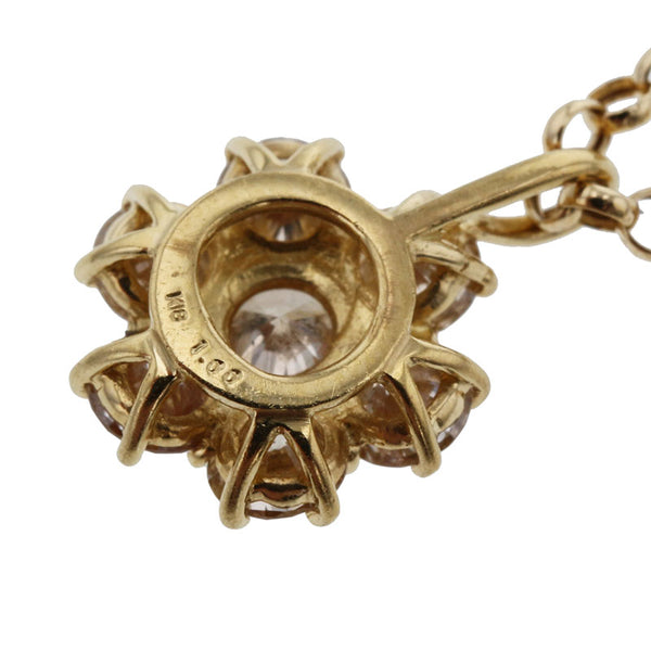 K18YG イエローゴールド ダイヤ1.00ct フラワーモチーフ ネックレス レディース 【中古】
