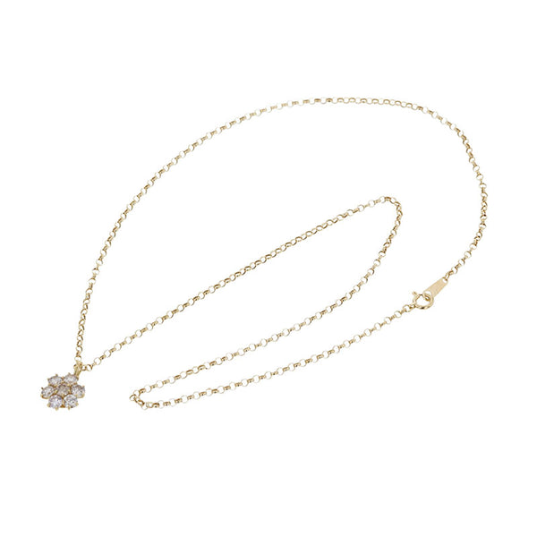 K18YG イエローゴールド ダイヤ1.00ct フラワーモチーフ ネックレス レディース 【中古】