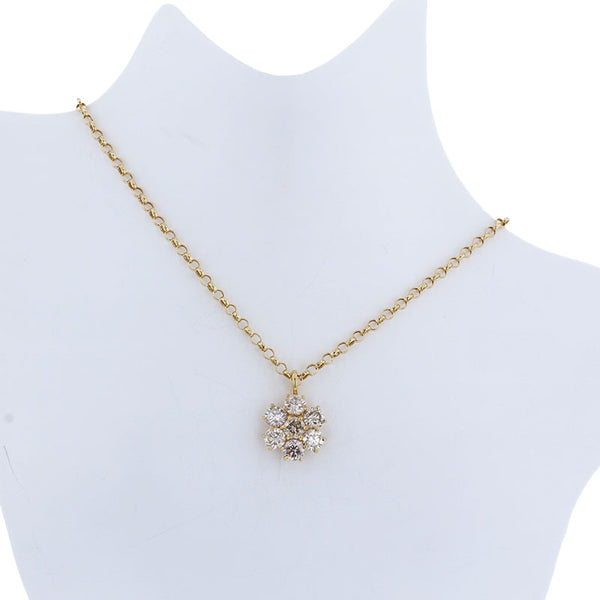 K18YG イエローゴールド ダイヤ1.00ct フラワーモチーフ ネックレス レディース 【中古】