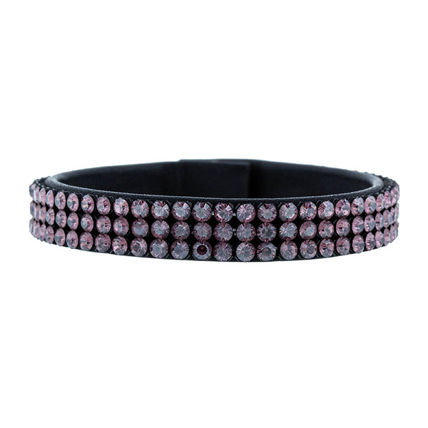 スワロフスキー ピンク ブラック レザー ラインストーン ブレスレット レディース SWAROVSKI 【中古】