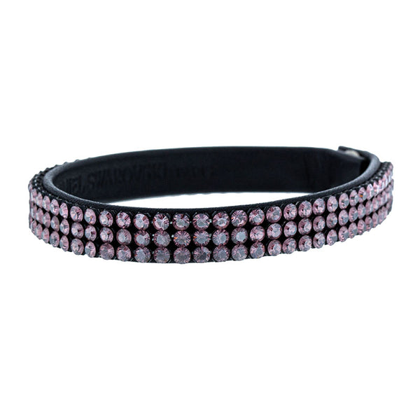 スワロフスキー ピンク ブラック レザー ラインストーン ブレスレット レディース SWAROVSKI 【中古】