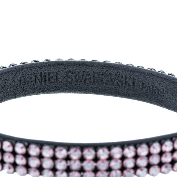 スワロフスキー ピンク ブラック レザー ラインストーン ブレスレット レディース SWAROVSKI 【中古】