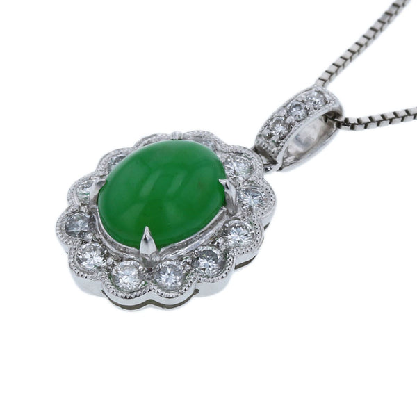 Pt900 プラチナ Pt850 プラチナ 翡翠2.00ct ダイヤ0.46ct ネックレス レディース 【中古】