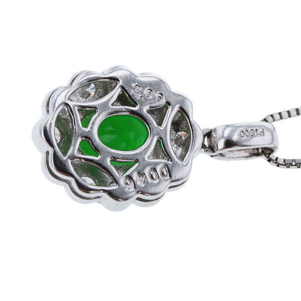 Pt900 プラチナ Pt850 プラチナ 翡翠2.00ct ダイヤ0.46ct ネックレス レディース 【中古】