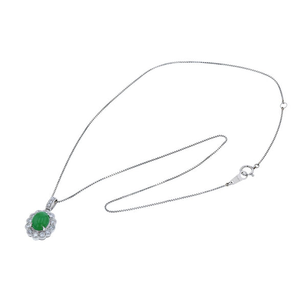 Pt900 プラチナ Pt850 プラチナ 翡翠2.00ct ダイヤ0.46ct ネックレス レディース 【中古】