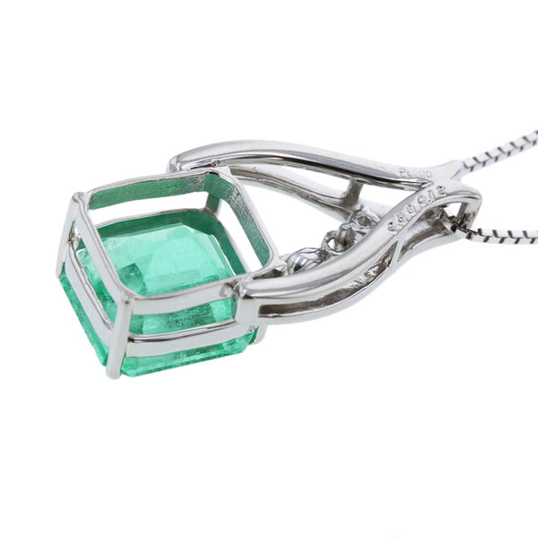 Pt900 プラチナ Pt850 プラチナ エメラルド2.58ct ダイヤ0.12ct ネックレス レディース 【中古】