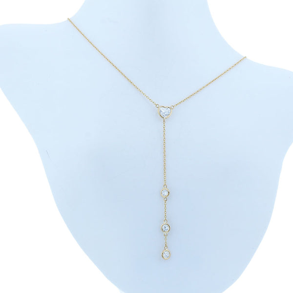 K18YG イエローゴールド ダイヤ0.70ct ハートモチーフ ネックレス レディース 【中古】