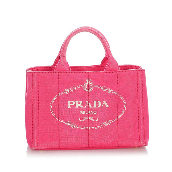 プラダ カナパ B2439G ピンク キャンバス ハンドバッグ ショルダーバッグ 2WAY レディース PRADA 【中古】