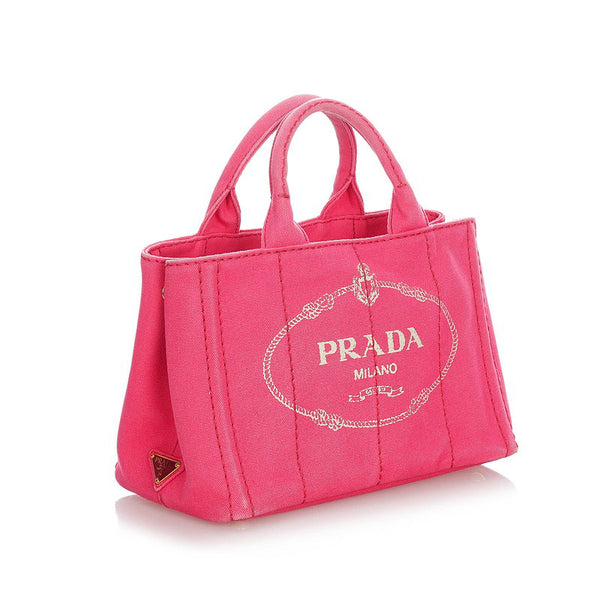 プラダ カナパ B2439G ピンク キャンバス ハンドバッグ ショルダーバッグ 2WAY レディース PRADA 【中古】