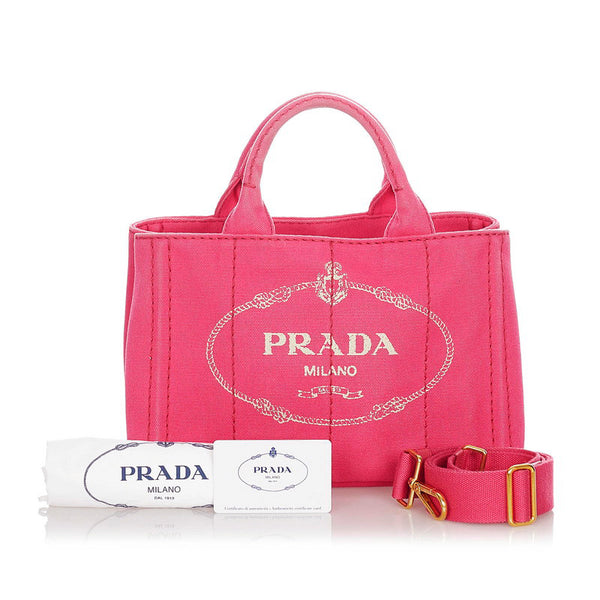 プラダ カナパ B2439G ピンク キャンバス ハンドバッグ ショルダーバッグ 2WAY レディース PRADA 【中古】