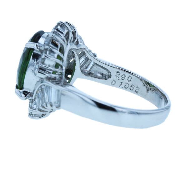 Pt900 プラチナ トルマリン2.90ct ダイヤ1.052ct リング 指輪 レディース 9.5号 【中古】