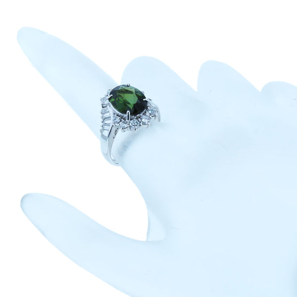 Pt900 プラチナ トルマリン2.90ct ダイヤ1.052ct リング 指輪 レディース 9.5号 【中古】