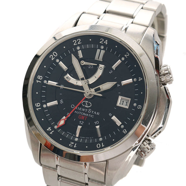 オリエント SDJ00001B0 GMT 裏スケルトン シルバー ステンレス 腕時計 メンズ ORIENT ブラック文字盤 【中古】