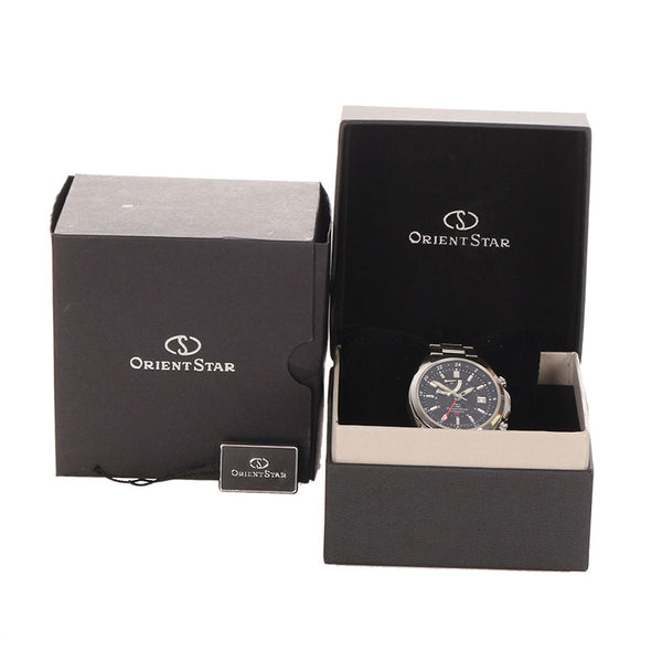 オリエント SDJ00001B0 GMT 裏スケルトン シルバー ステンレス 腕時計 メンズ ORIENT ブラック文字盤 【中古】