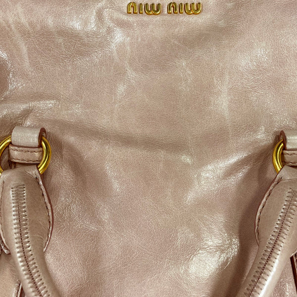 ミュウミュウ リボン RT0365 ピンク レザー ハンドバッグ ショルダーバッグ2way レディース MIUMIU 【中古】