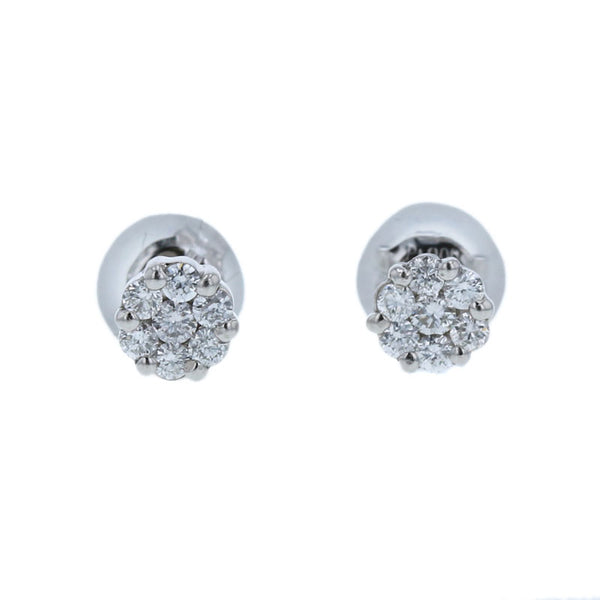 Pt900 プラチナ ダイヤ0.20ct フラワーモチーフ ピアス レディース 【中古】
