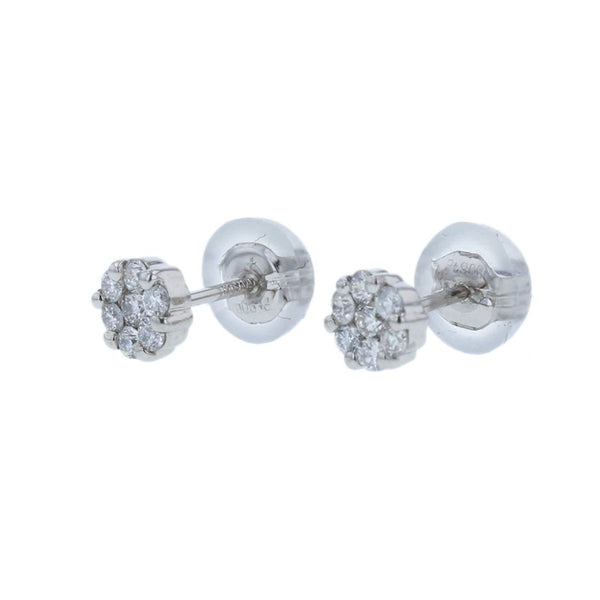 Pt900 プラチナ ダイヤ0.20ct フラワーモチーフ ピアス レディース 【中古】