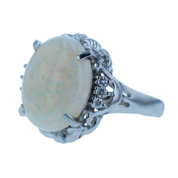 Pt900 プラチナ オパール5.23ct ダイヤ0.13ct リング 指輪 レディース 12号 【中古】