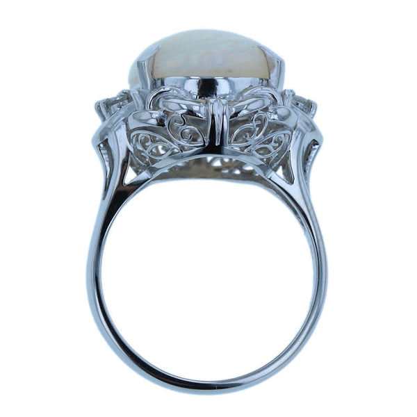Pt900 プラチナ オパール5.23ct ダイヤ0.13ct リング 指輪 レディース 12号 【中古】