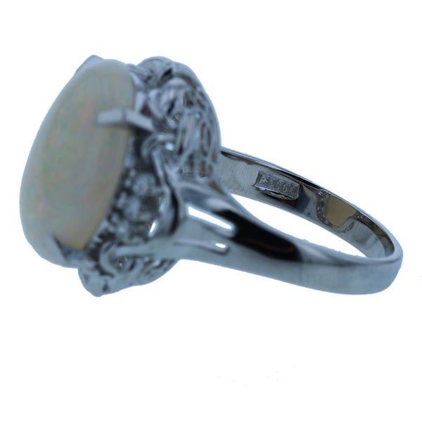Pt900 プラチナ オパール5.23ct ダイヤ0.13ct リング 指輪 レディース 12号 【中古】