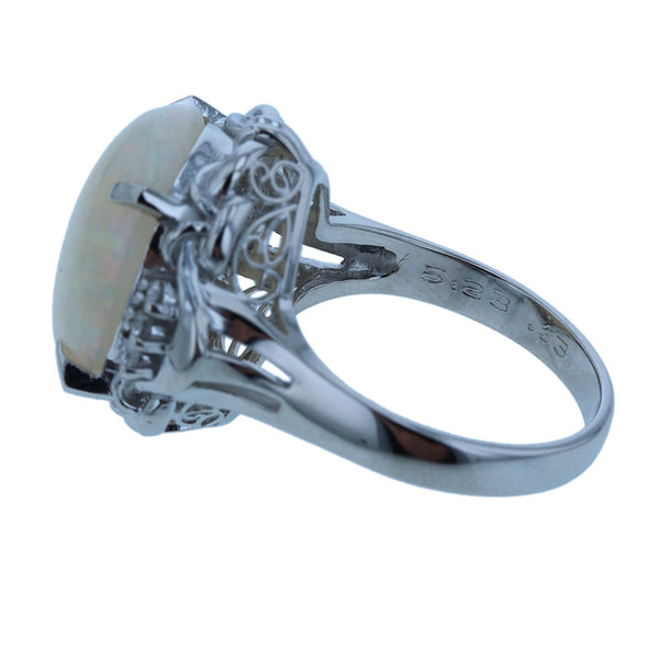 Pt900 プラチナ オパール5.23ct ダイヤ0.13ct リング 指輪 レディース 12号 【中古】