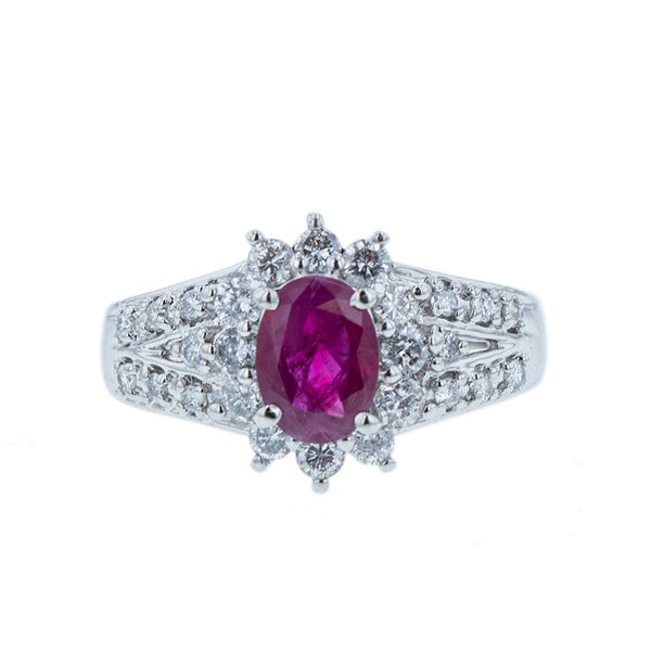 Pt900 プラチナ ルビー0.90ct ダイヤ0.50ct リング 指輪 レディース 11.5号 【中古】