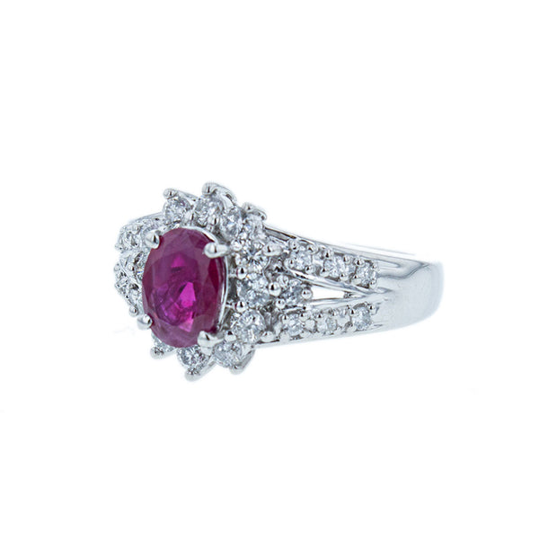 Pt900 プラチナ ルビー0.90ct ダイヤ0.50ct リング 指輪 レディース 11.5号 【中古】