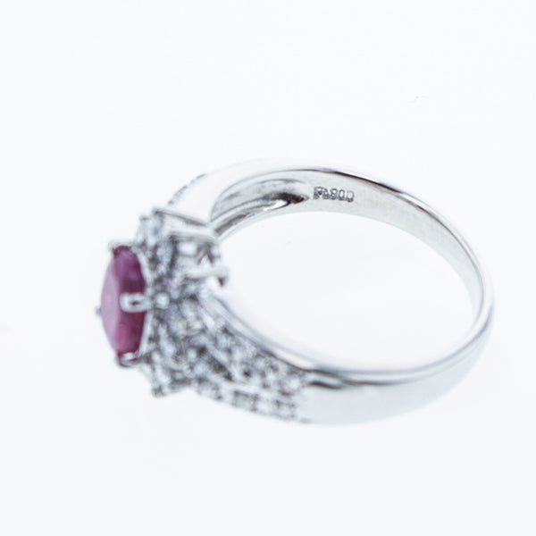 Pt900 プラチナ ルビー0.90ct ダイヤ0.50ct リング 指輪 レディース 11.5号 【中古】
