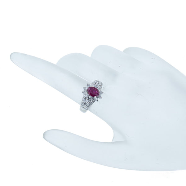 Pt900 プラチナ ルビー0.90ct ダイヤ0.50ct リング 指輪 レディース 11.5号 【中古】