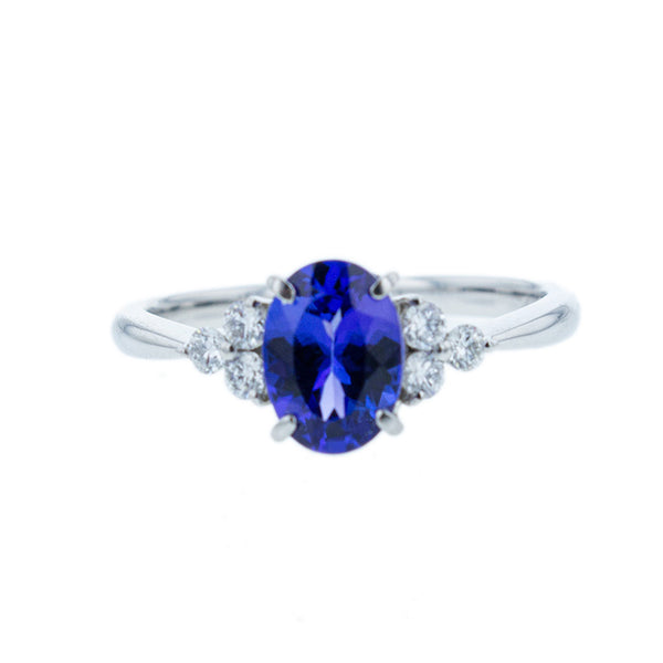 Pt900 プラチナ タンザナイト0.949ct ダイヤ0.16ct リング 指輪 レディース 11号 【中古】