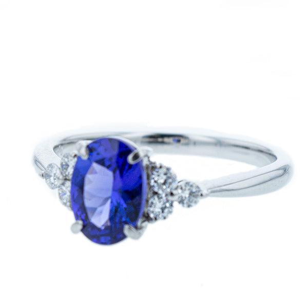 Pt900 プラチナ タンザナイト0.949ct ダイヤ0.16ct リング 指輪 レディース 11号 【中古】
