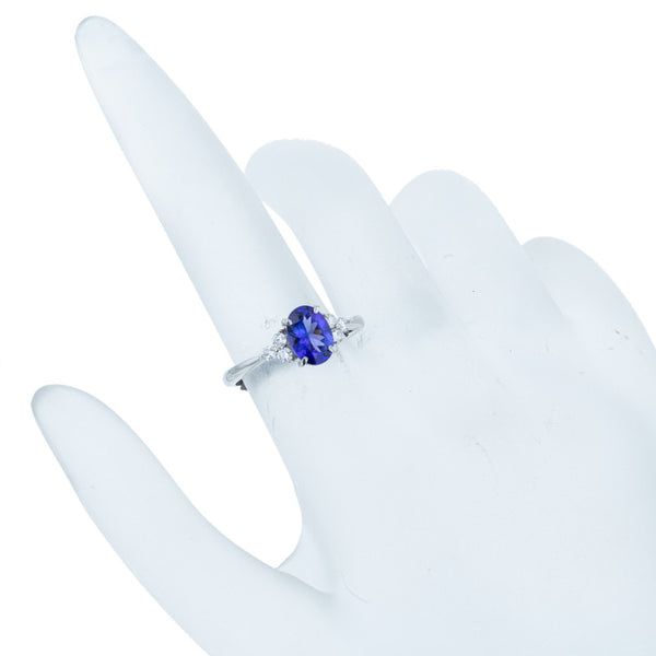 Pt900 プラチナ タンザナイト0.949ct ダイヤ0.16ct リング 指輪 レディース 11号 【中古】