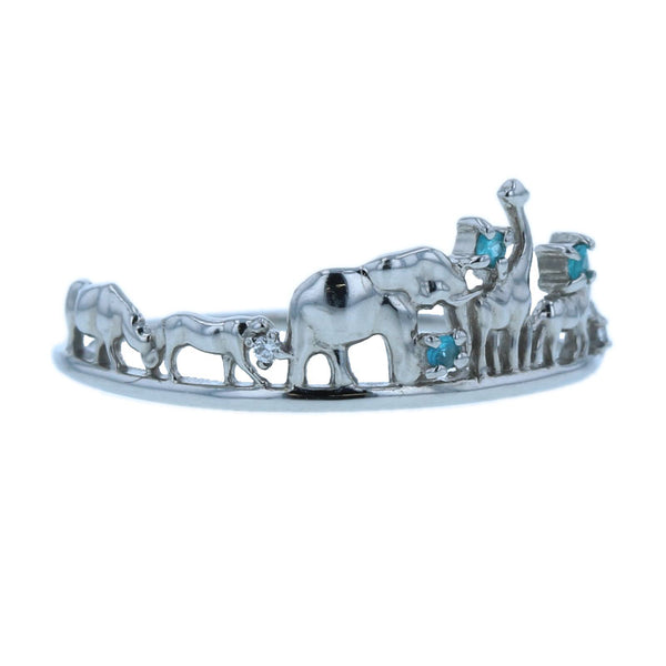 Pt900 プラチナ パライバトルマリン0.02ct ダイヤ0.01ct リング 指輪 レディース 14号 【中古】