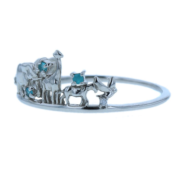 Pt900 プラチナ パライバトルマリン0.02ct ダイヤ0.01ct リング 指輪 レディース 14号 【中古】