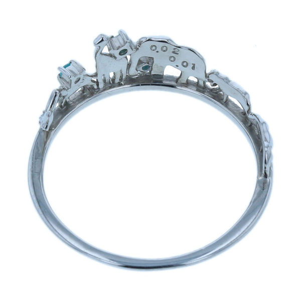 Pt900 プラチナ パライバトルマリン0.02ct ダイヤ0.01ct リング 指輪 レディース 14号 【中古】
