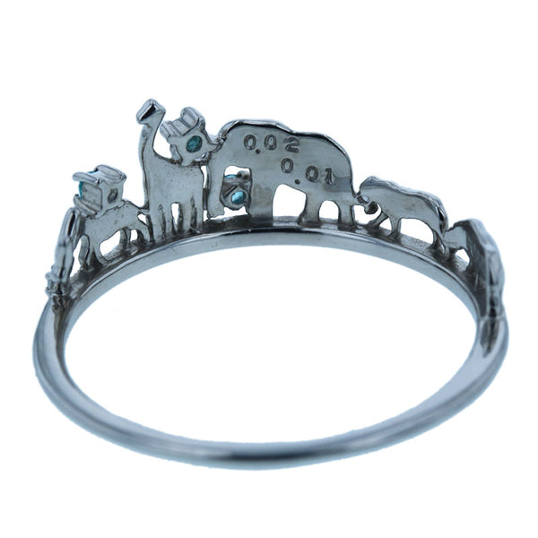 Pt900 プラチナ パライバトルマリン0.02ct ダイヤ0.01ct リング 指輪 レディース 14号 【中古】