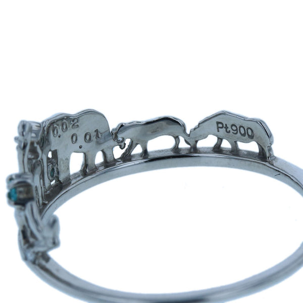 Pt900 プラチナ パライバトルマリン0.02ct ダイヤ0.01ct リング 指輪 レディース 14号 【中古】