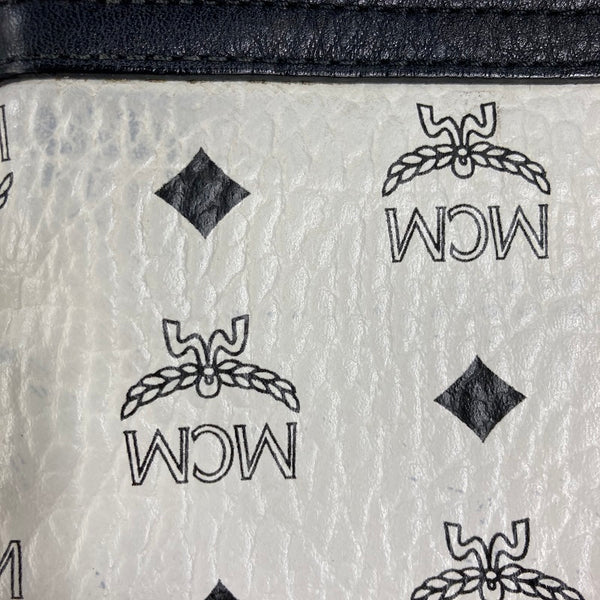 エム シー エム アイコン ホワイト ブラック レザー クラッチバッグ レディース MCM 【中古】
