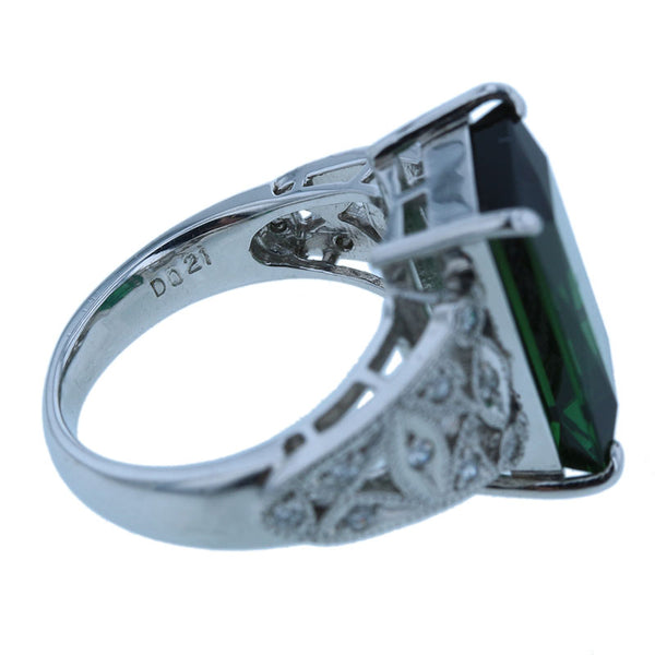 Pt900 プラチナ トルマリン7.86ct ダイヤ0.21ct リング 指輪 レディース 13号 【中古】
