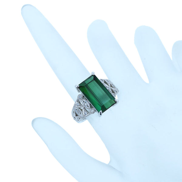 Pt900 プラチナ トルマリン7.86ct ダイヤ0.21ct リング 指輪 レディース 13号 【中古】