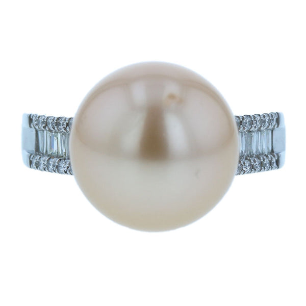 Pt900 プラチナ 白蝶パール12.7mm ダイヤ0.30ct リング 指輪 レディース 12号 【中古】