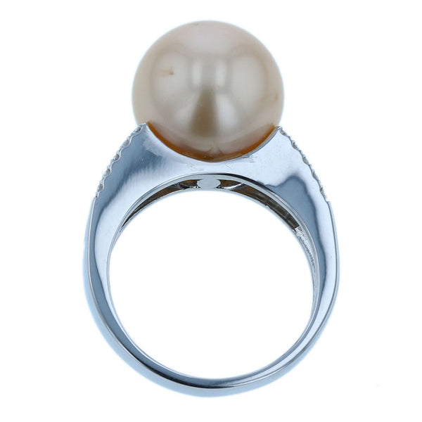 Pt900 プラチナ 白蝶パール12.7mm ダイヤ0.30ct リング 指輪 レディース 12号 【中古】
