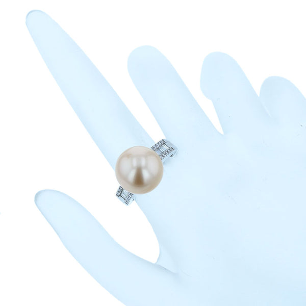 Pt900 プラチナ 白蝶パール12.7mm ダイヤ0.30ct リング 指輪 レディース 12号 【中古】