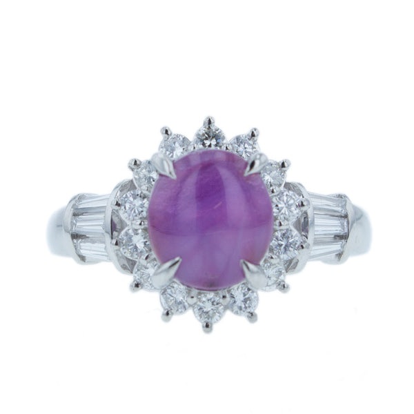 Pt900 プラチナ スターサファイア2.91ct ダイヤ0.57ct リング 指輪 レディース 17号 【中古】